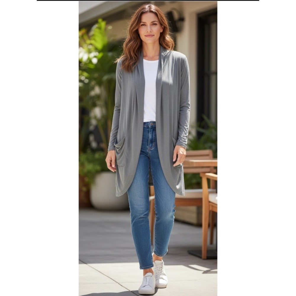 Stitch Fix 41 Hawthorn Cardigan Women Open Front Grey S Excellent Modal Blend